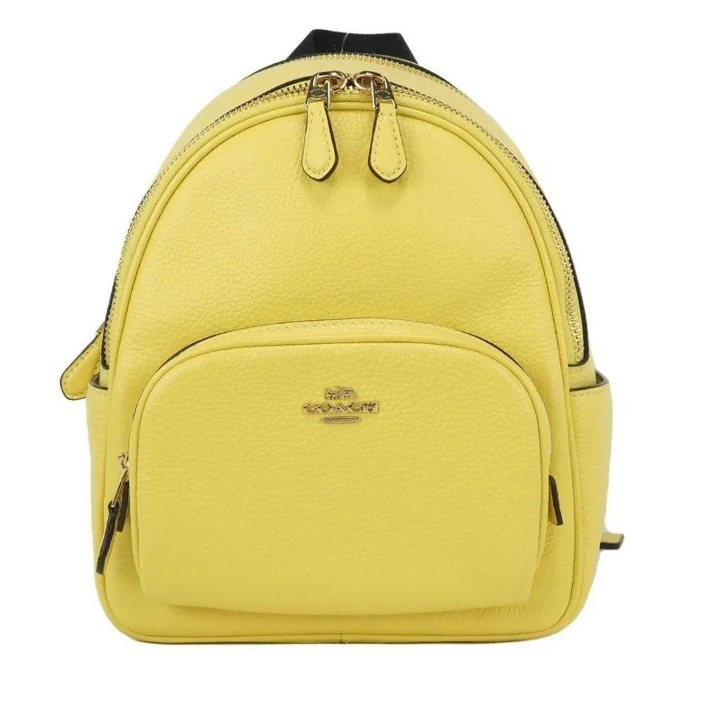 NWT Coach Mini Court Backpack Retro Yellow Pebbled Leather Shoulder Bag NEW - Picture 1 of 11